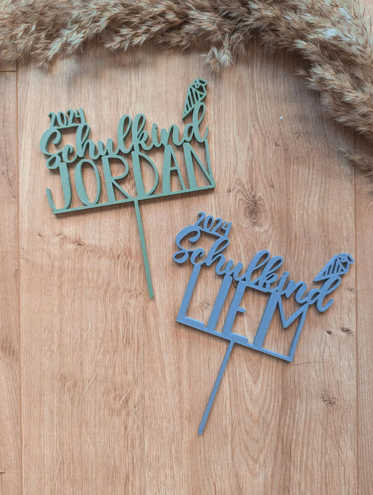 Cake Topper Einschulung personalisiert mit Name, Schulkind 2026