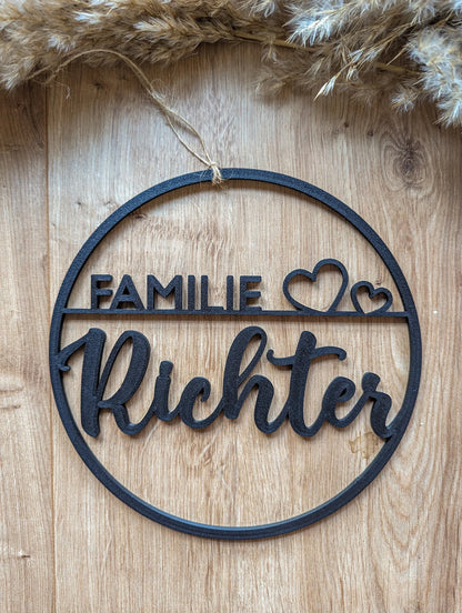 Personalisiertes Türschild Familie mit Familienname für die Haustür