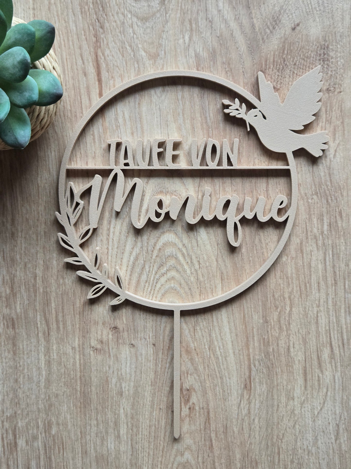 Cake Topper Taufe personalisiert mit Name - Tortendeko mit Taube