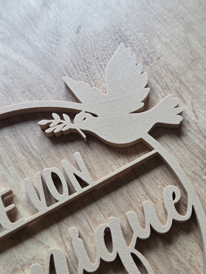Cake Topper Taufe personalisiert mit Name - Tortendeko mit Taube