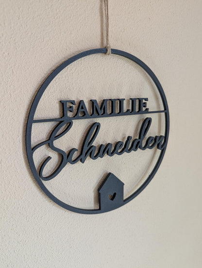 Personalisiertes Türschild mit Familienname – Haus