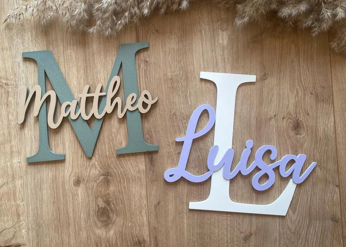Türschild Kinderzimmer personalisiert mit Name, zweifarbig