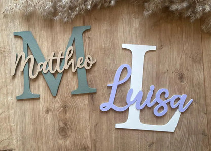 Türschild Kinderzimmer personalisiert mit Name, zweifarbig