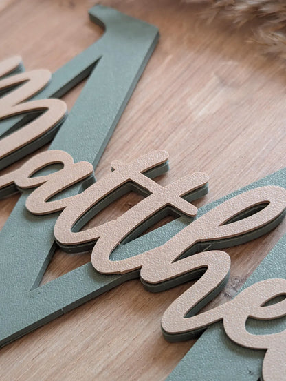 Türschild Kinderzimmer personalisiert mit Name, zweifarbig