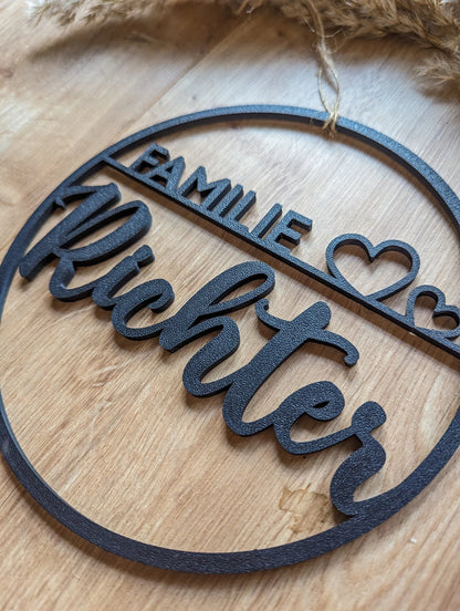 Personalisiertes Türschild Familie mit Familienname für die Haustür