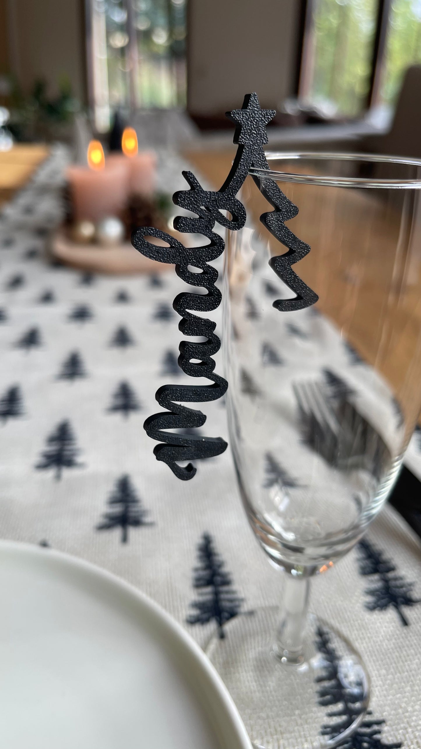 Platzkarte Weihnachten personalisiert, Namensschild Glas, Tischkarte Weihnachten, Namensschild zum Einhängen Glas, Tischdeko Weihnachten