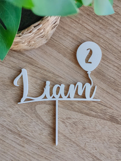 Cake Topper Geburtstag mit Name, Zahl und Ballon