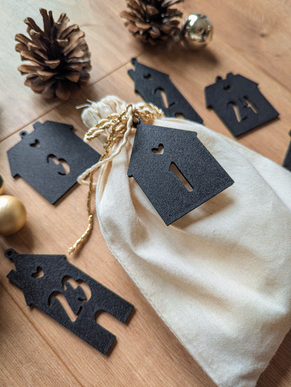 Adventskalender Anhänger, Zahlenanhänger 1-24, Häusschen Anhänger