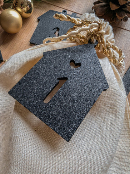Adventskalender Anhänger, Zahlenanhänger 1-24, Häusschen Anhänger
