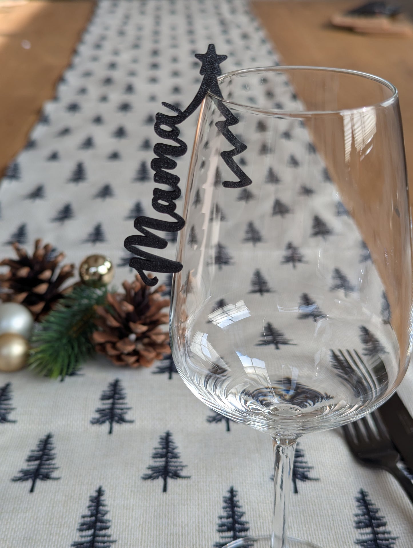 Platzkarte Weihnachten personalisiert, Namensschild Glas, Tischkarte Weihnachten, Namensschild zum Einhängen Glas, Tischdeko Weihnachten