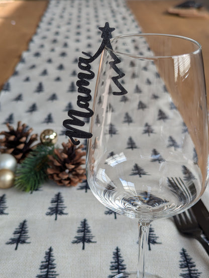Platzkarte Weihnachten personalisiert, Namensschild Glas, Tischkarte Weihnachten, Namensschild zum Einhängen Glas, Tischdeko Weihnachten