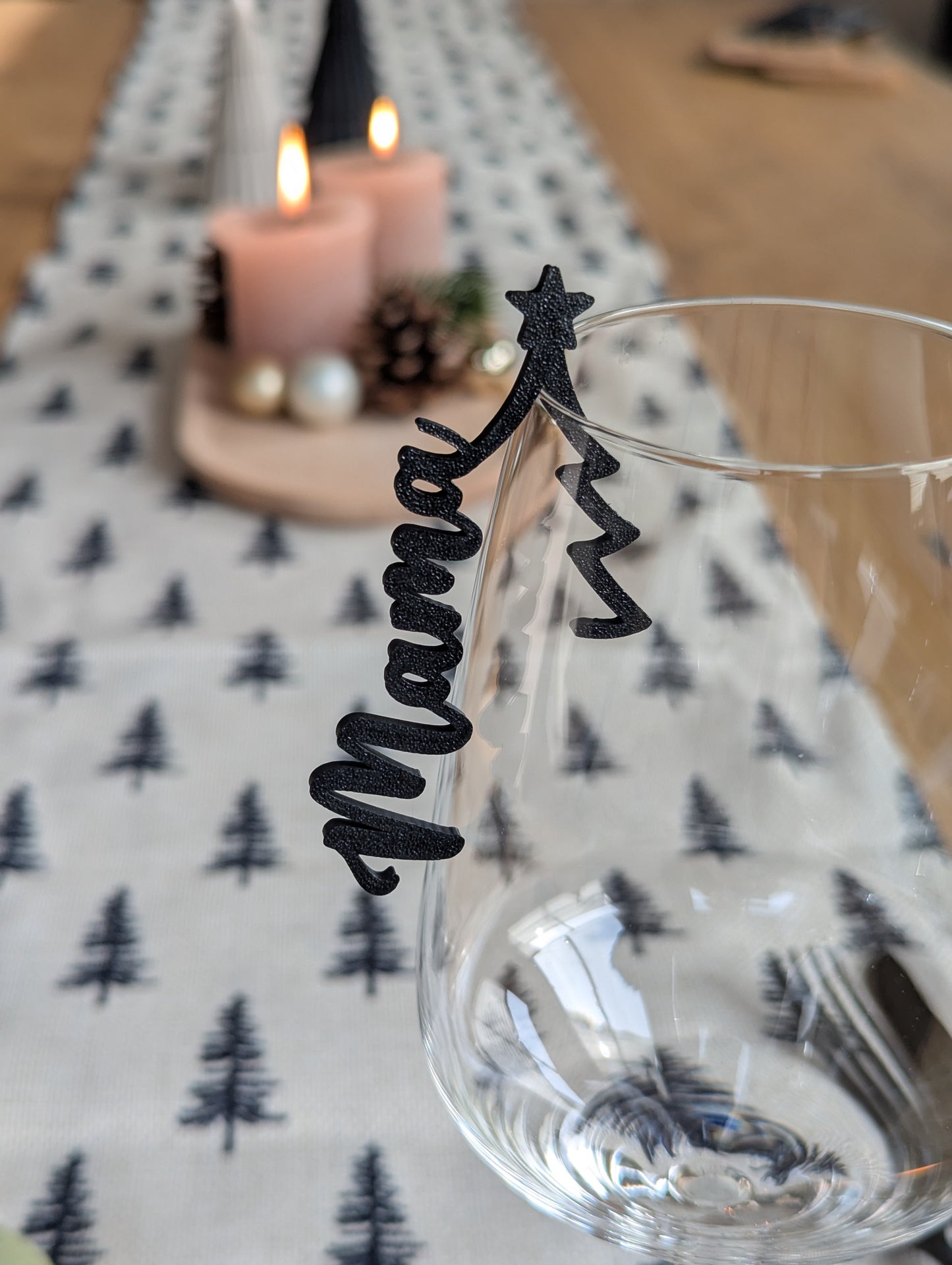 Platzkarte Weihnachten personalisiert, Namensschild Glas, Tischkarte Weihnachten, Namensschild zum Einhängen Glas, Tischdeko Weihnachten