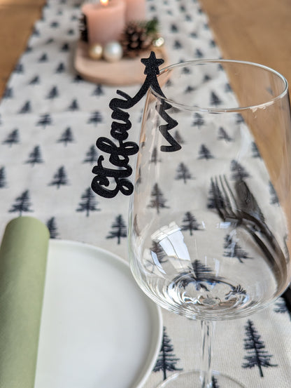 Platzkarte Weihnachten personalisiert, Namensschild Glas, Tischkarte Weihnachten, Namensschild zum Einhängen Glas, Tischdeko Weihnachten