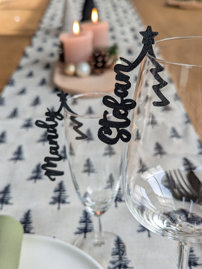 Platzkarte Weihnachten personalisiert, Namensschild Glas, Tischkarte Weihnachten, Namensschild zum Einhängen Glas, Tischdeko Weihnachten