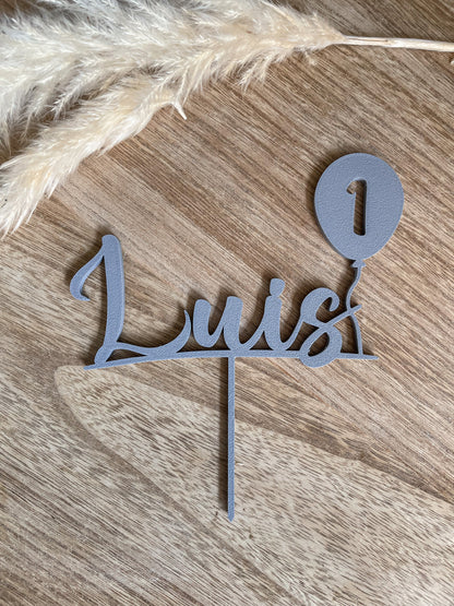 Cake Topper Geburtstag mit Name, Zahl und Ballon