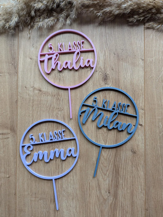 Cake Topper Schulwechsel 5. Klasse - Personalisierter Tortenstecker Grundschule