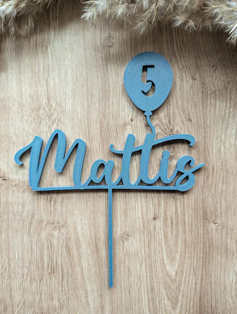 Cake Topper Geburtstag mit Name, Zahl und Ballon