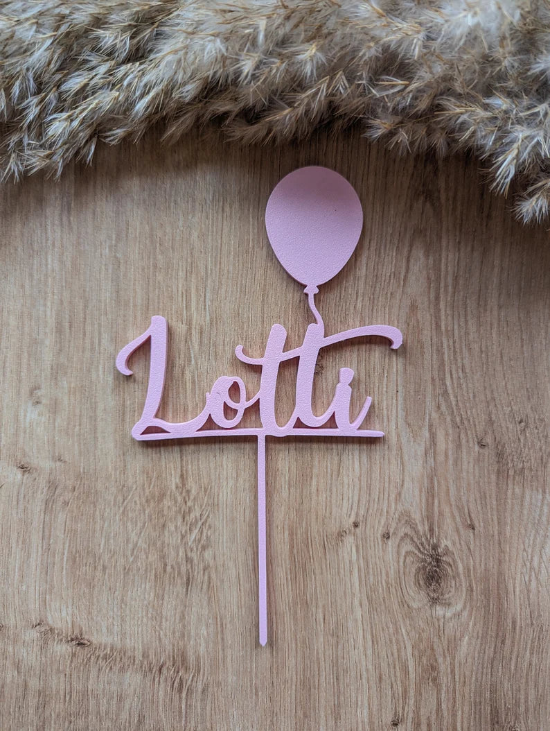 Cake Topper Geburtstag mit Name, Zahl und Ballon