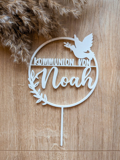 Cake Topper Kommunion – personalisierter Tortenstecker mit Name
