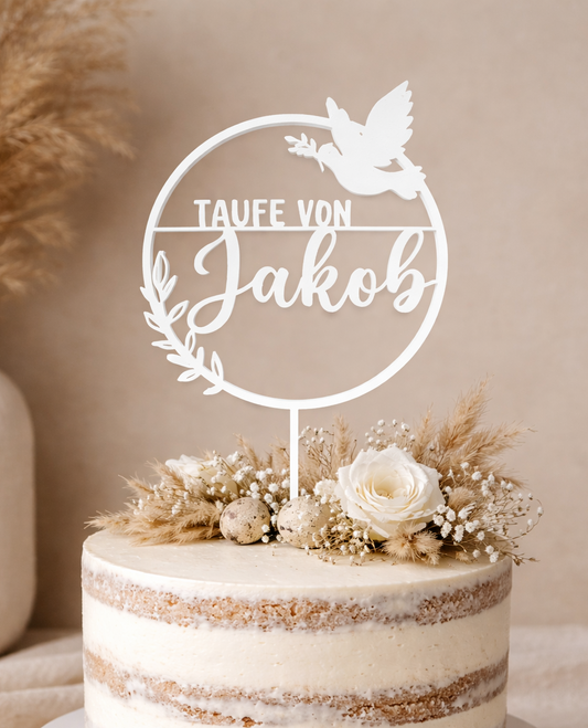 Cake Topper Taufe von Jakob, personalisierbar