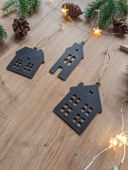 Weihnachtsbaumanhänger Häuser 6er Set