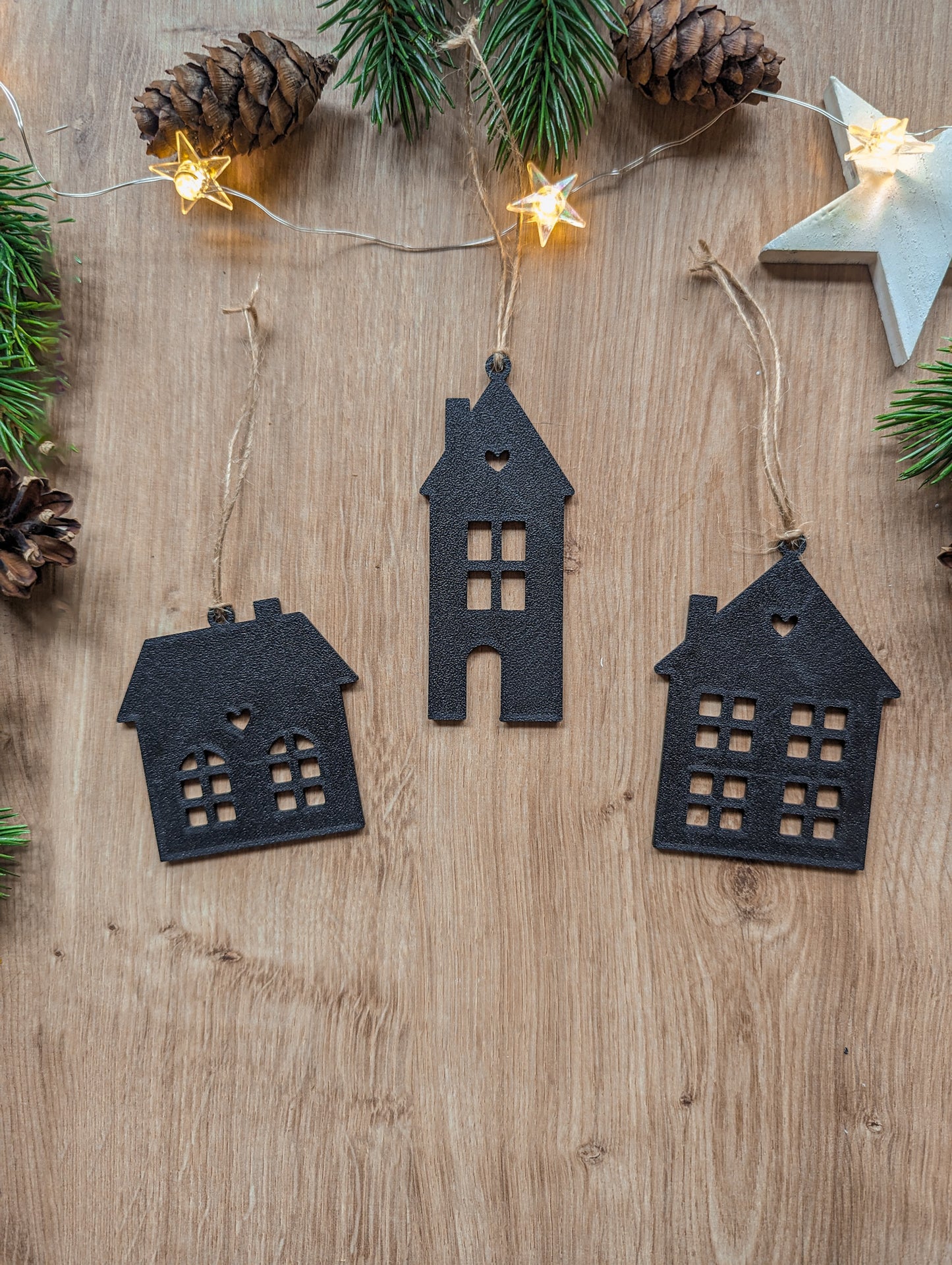 Weihnachtsbaumanhänger Häuser 6er Set