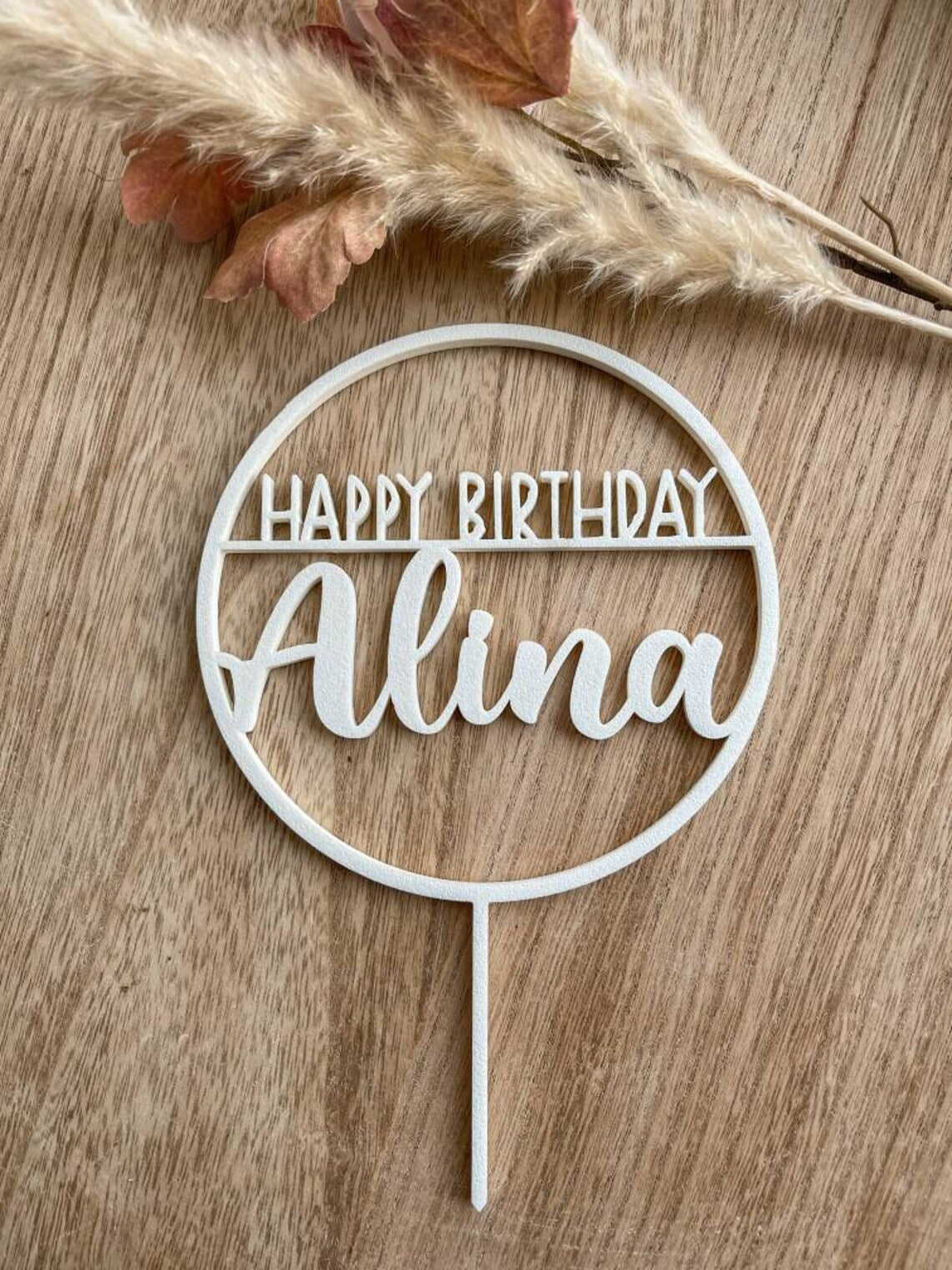 Cake Topper Happy Birthday personalisiert mit Name rund