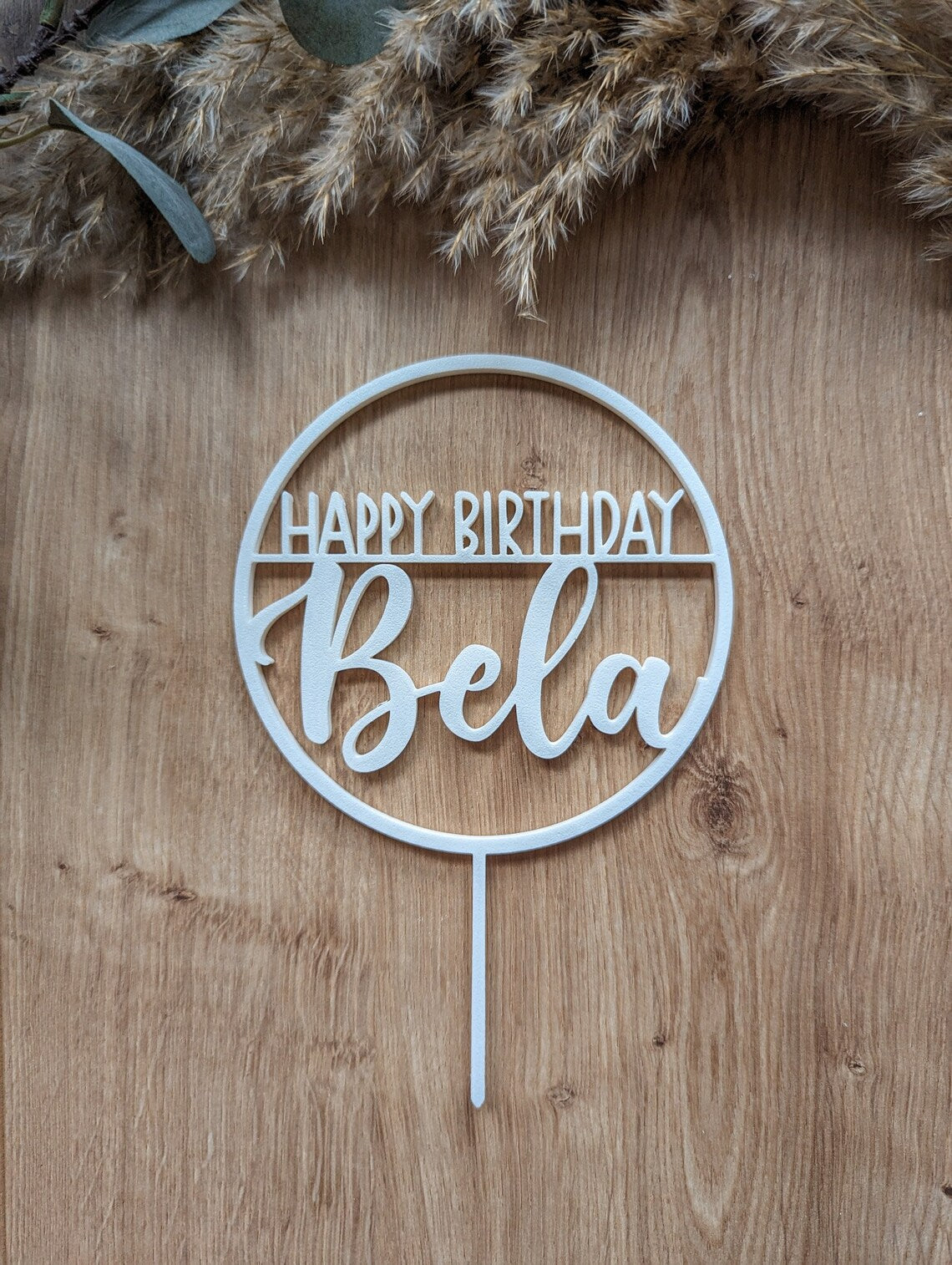 Cake Topper Happy Birthday personalisiert mit Name rund