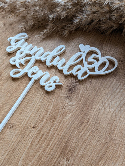 Cake Topper Hochzeitsjubiläum mit Namen