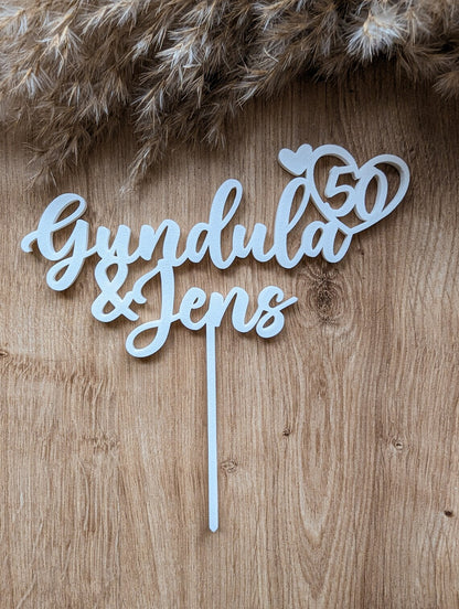 Cake Topper Hochzeitsjubiläum mit Namen