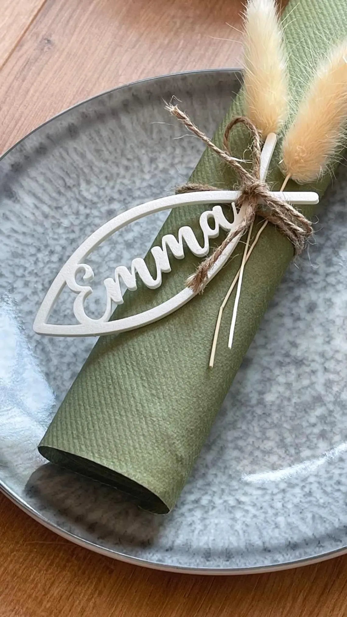 Platzkarten Fisch personalisiert für Kommunion, Taufe, Konfirmation