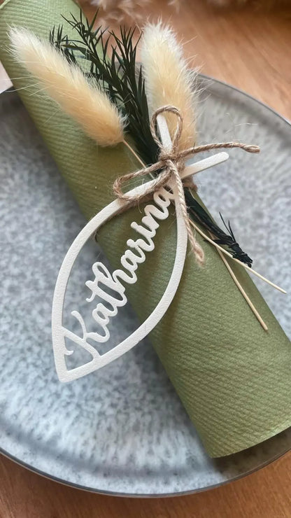 Platzkarten Fisch personalisiert für Kommunion, Taufe, Konfirmation