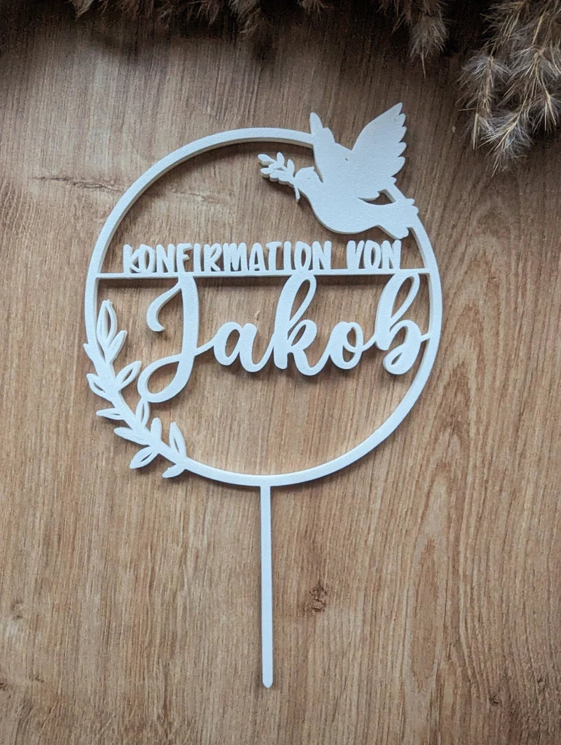 Cake Topper Konfirmation - Personalisierter Tortenstecker mit Name