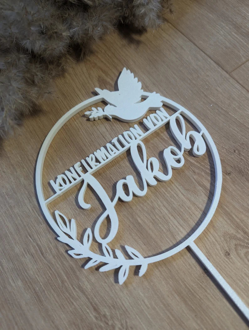 Cake Topper Konfirmation - Personalisierter Tortenstecker mit Name