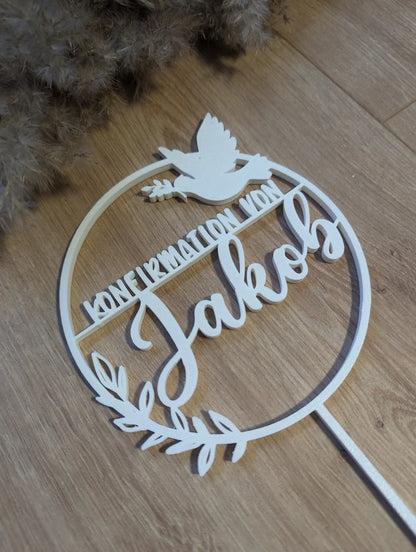 Cake Topper Konfirmation - Personalisierter Tortenstecker mit Name