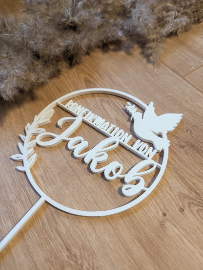 Cake Topper Konfirmation - Personalisierter Tortenstecker mit Name