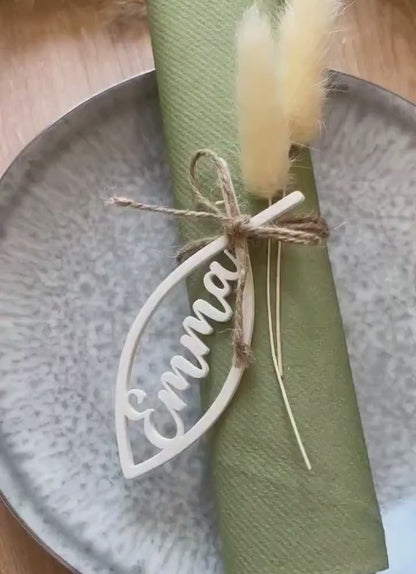 Platzkarten Fisch personalisiert für Kommunion, Taufe, Konfirmation