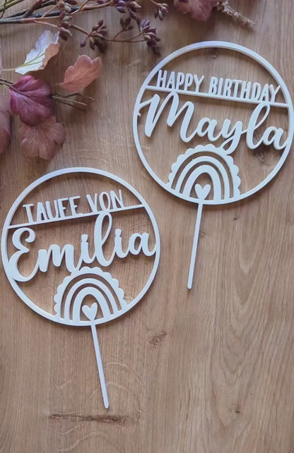 Cake Topper personalisiert mit Regenbogen für verschiedene Anlässe